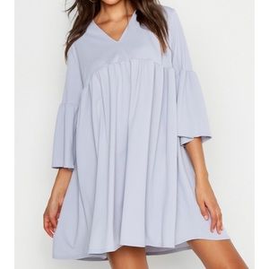 Light Pastel Gray Tall Plunge Smock Dress